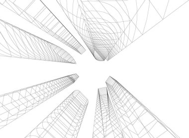 Mimari sanat konseptinde soyut çizgiler, minimum geometrik şekiller. 