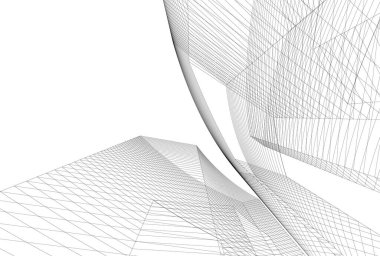 Arkaplanda mimari bina 3d illüstrasyon