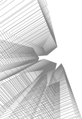 Mimari sanat konseptinde soyut çizgiler, minimum geometrik şekiller. 