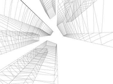 Mimari sanat konseptinde soyut çizgiler, minimum geometrik şekiller. 