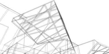 Mimari sanat konseptinde soyut çizgiler, minimum geometrik şekiller. 