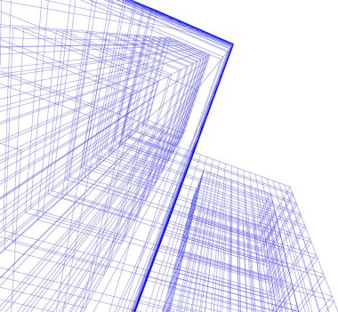 Arkaplanda mimari bina 3d illüstrasyon