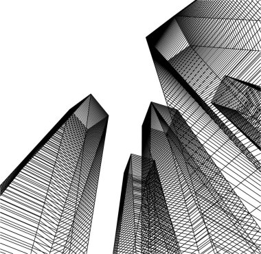 Mimari sanat konseptinde soyut çizgiler, minimum geometrik şekiller. 