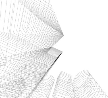 Mimari sanat konseptinde soyut çizgiler, minimum geometrik şekiller. 