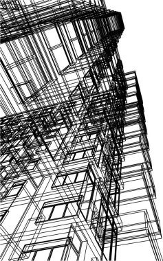 Arkaplanda mimari bina 3d illüstrasyon