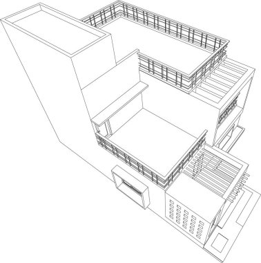 Mimari sanat konseptinde soyut çizgiler, minimum geometrik şekiller. 
