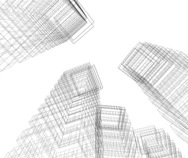 Mimari sanat konseptinde soyut çizgiler, minimum geometrik şekiller.