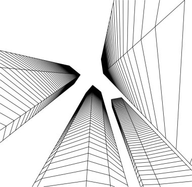 Mimari sanat konseptinde soyut çizgiler, minimum geometrik şekiller. 