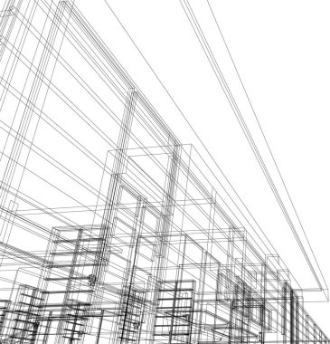 Mimari sanat konseptinde soyut çizgiler, minimum geometrik şekiller.