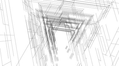 Mimari sanat konseptinde soyut çizgiler, minimum geometrik şekiller.