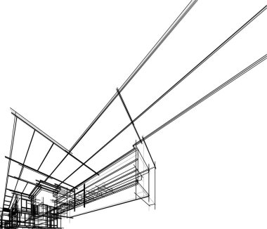 Arkaplanda mimari bina 3d illüstrasyon