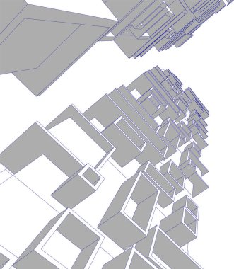 Mimari sanat konseptinde soyut çizgiler, minimum geometrik şekiller. 