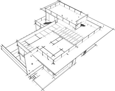 Mimari sanat konseptinde soyut çizgiler, minimum geometrik şekiller. 