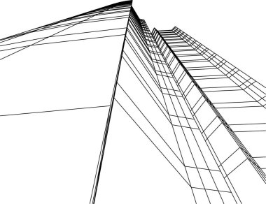 Mimari sanat konseptinde soyut çizgiler, minimum geometrik şekiller. 