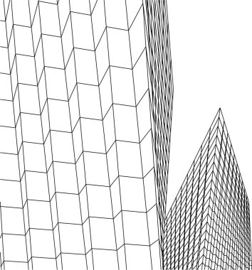 Mimari sanat konseptinde soyut çizgiler, minimum geometrik şekiller. 