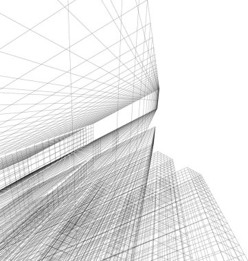 Mimari sanat konseptinde soyut çizgiler, minimum geometrik şekiller.
