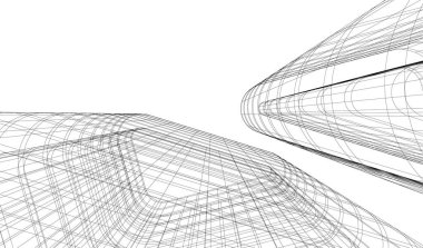 Mimari sanat konseptinde soyut çizgiler, minimum geometrik şekiller.