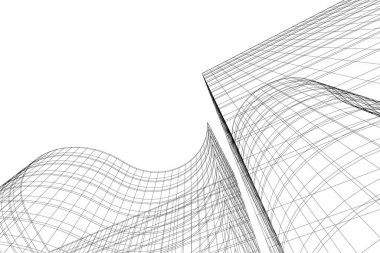 Mimari sanat konseptinde soyut çizgiler, minimum geometrik şekiller. 