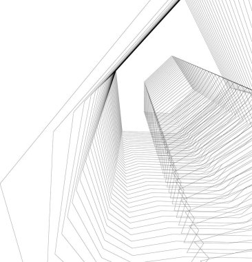 Mimari sanat konseptinde soyut çizgiler, minimum geometrik şekiller. 