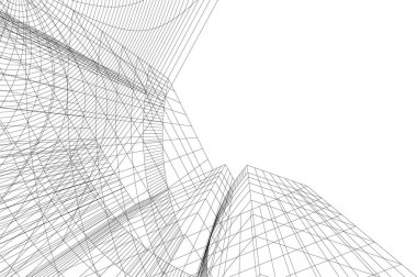 Mimari sanat konseptinde soyut çizgiler, minimum geometrik şekiller.