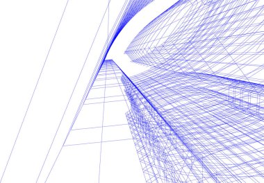 Arkaplanda mimari bina 3d illüstrasyon