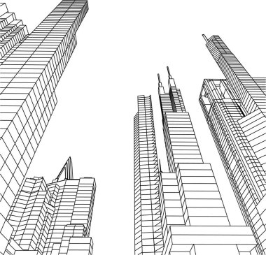 Mimari sanat konseptinde soyut çizgiler, minimum geometrik şekiller. 