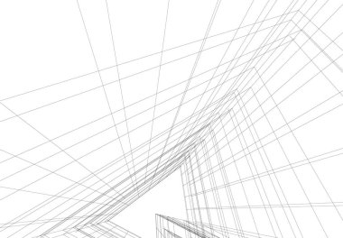 Mimari sanat konseptinde soyut çizgiler, minimum geometrik şekiller. 