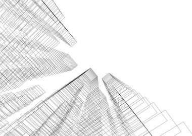 Mimari sanat konseptinde soyut çizgiler, minimum geometrik şekiller. 