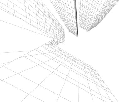 Mimari sanat konseptinde soyut çizgiler, minimum geometrik şekiller. 