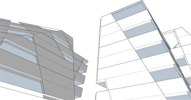 Mimari sanat konseptinde soyut çizgiler, minimum geometrik şekiller. 