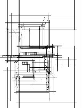 Mimari sanat konseptinde soyut çizgiler, minimum geometrik şekiller. 