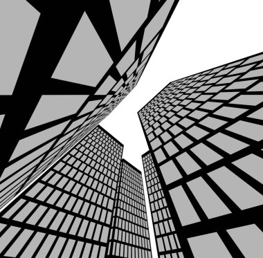 Mimari sanat konseptinde soyut çizgiler, minimum geometrik şekiller.