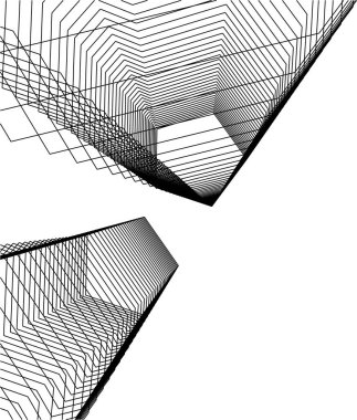 Mimari sanat konseptinde soyut çizgiler, minimum geometrik şekiller. 