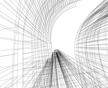 Arkaplanda mimari bina 3d illüstrasyon