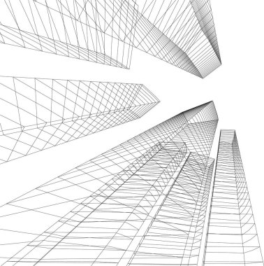 Mimari sanat konseptinde soyut çizgiler, minimum geometrik şekiller. 