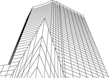 Mimari sanat konseptinde soyut çizgiler, minimum geometrik şekiller. 