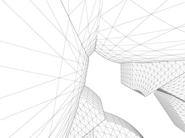 Mimari sanat konseptinde soyut çizgiler, minimum geometrik şekiller. 