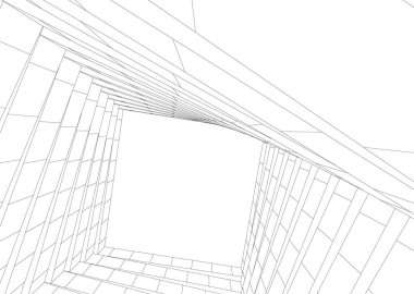 Mimari sanat konseptinde soyut çizgiler, minimum geometrik şekiller. 