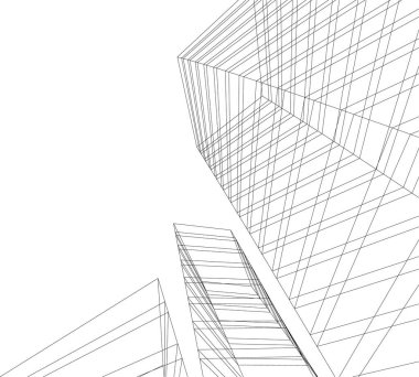 Beyaz zemin üzerine mimari sanat konseptinde soyut çizgiler, minimum geometrik şekiller.