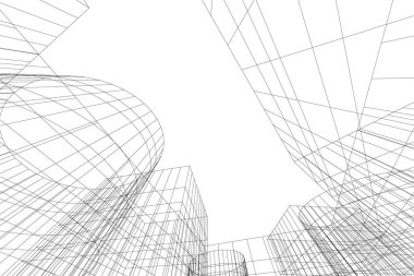 Mimari sanat konseptinde soyut çizgiler, minimum geometrik şekiller. 