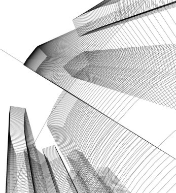 Mimari sanat konseptinde soyut çizgiler, minimum geometrik şekiller. 