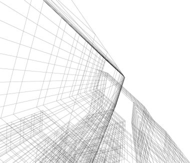 Mimari sanat konseptinde soyut çizgiler, minimum geometrik şekiller. 