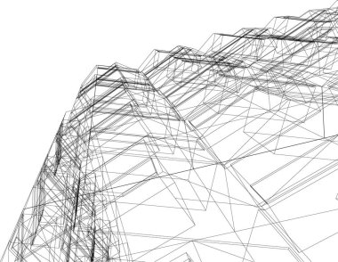 Mimari sanat konseptinde soyut çizgiler, minimum geometrik şekiller. 