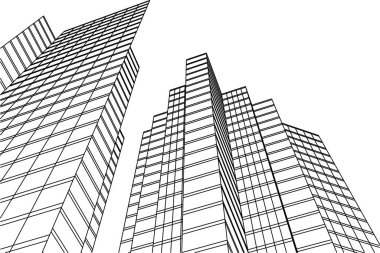 Mimari sanat konseptinde soyut çizgiler, minimum geometrik şekiller. 