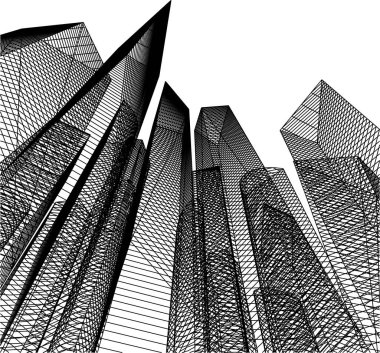 Mimari sanat konseptinde soyut çizgiler, minimum geometrik şekiller.