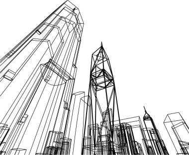 Mimari sanat konseptinde soyut çizgiler, minimum geometrik şekiller. 