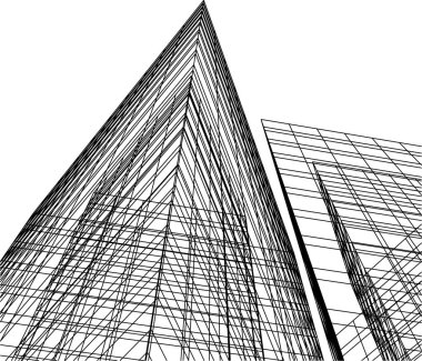 Mimari sanat konseptinde soyut çizgiler, minimum geometrik şekiller. 