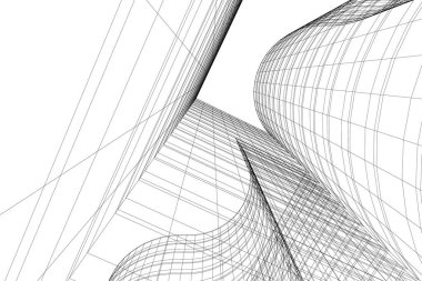 Arkaplanda mimari bina 3d illüstrasyon