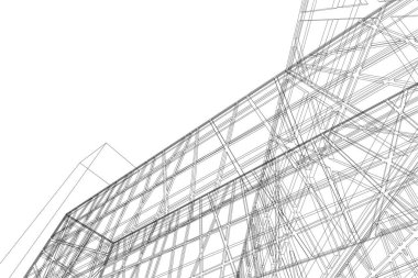 Mimari sanat konseptinde soyut çizgiler, minimum geometrik şekiller. 