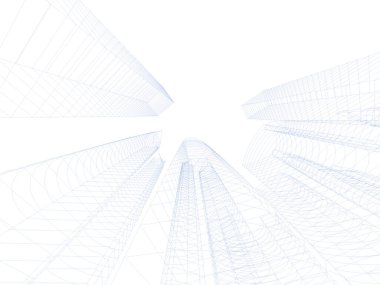 Arkaplanda mimari bina 3d illüstrasyon